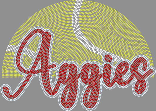 Aggies Tennis Approximately 11" wide Spangle Transfer