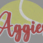 Aggies Tennis Approximately 11" wide Spangle Transfer