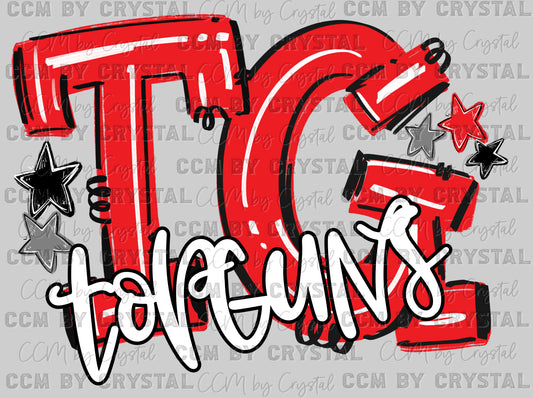 TG Topguns Red Baseball Ready to Press DTF Transfers Sublimation Transfers