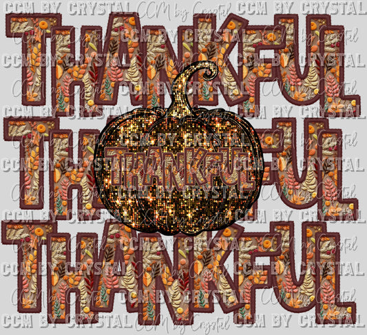 Thankful Pumpkin Thanksgiving Fall Ready to Press Transfer