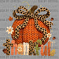 Thankful Pumpkin Bow Fall Faux Yarn UV DTF Transfer Sticker UV Transfer Ready to Apply