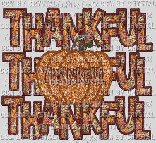 Thankful Pumpkins Thanksgiving Fall Ready to Press Transfer