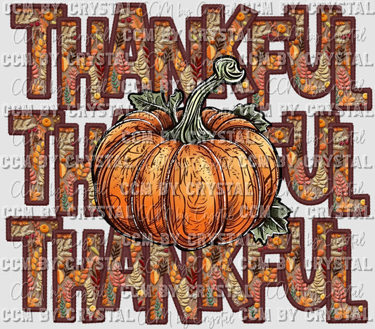 Thankful Thanksgiving Faux Embroidery Fall Halloween Ready to Press Transfer