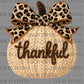 Thankful Pumpkin Bow Fall Faux Yarn UV DTF Transfer Sticker UV Transfer Ready to Apply