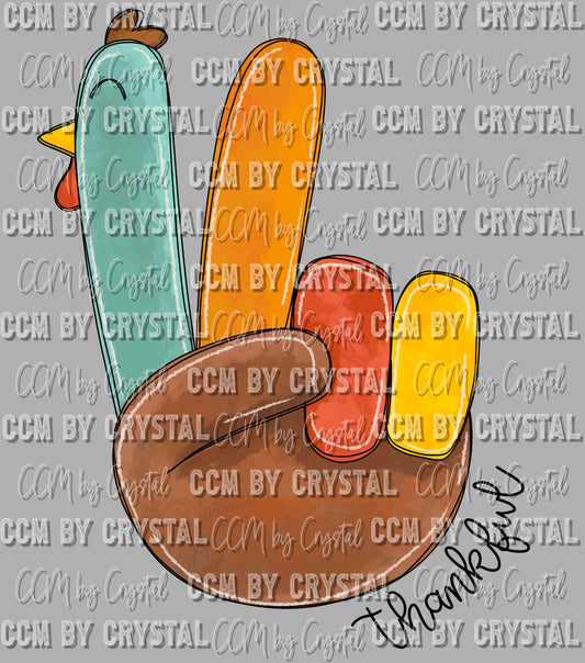 Thankful Turkey Thanksgiving Ready to Press Transfer DTF Transfer Sublimation Transfer