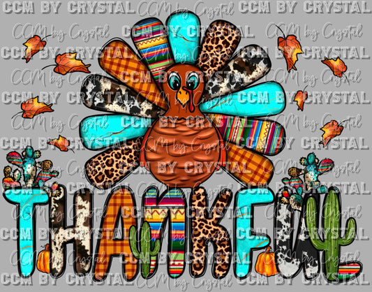 Thankful Turkey Thanksgiving Ready to Press Transfer DTF Transfer Sublimation Transfer