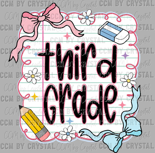 Third Grade Back to School Ready to Press Transfer DTF Transfer Sublimation Transfer