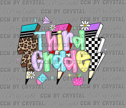 Third Lightning Bolts Back to School Ready to Press Transfer DTF Transfer Sublimation Transfer