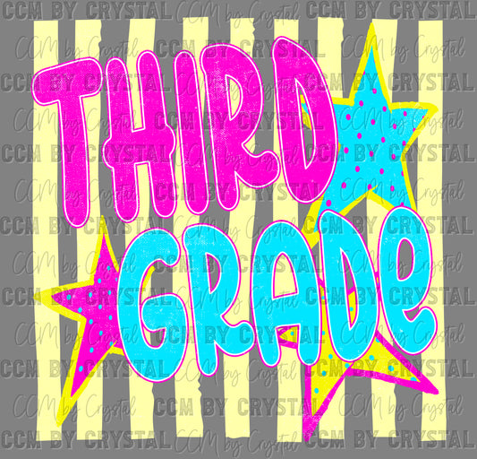 3rd Third Girly Pastel Back to School Ready to Press DTF Transfers Sublimation Transfers