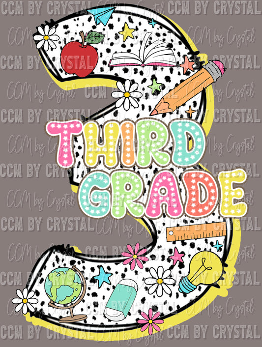 Back to School Third Grade Ready to Press Transfer