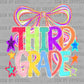 Third Grade Back to School Colorful Ready to Press Transfer DTF Transfer Sublimation Transfer