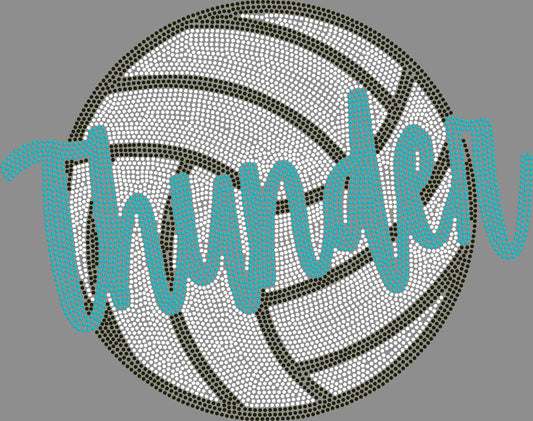 Thunder Volleyball Approximately 11" wide Spangle Transfer