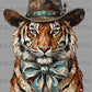 Western Tiger Mascot Faux Texture Paint Ready to Press DTF Transfers Sublimation Transfers