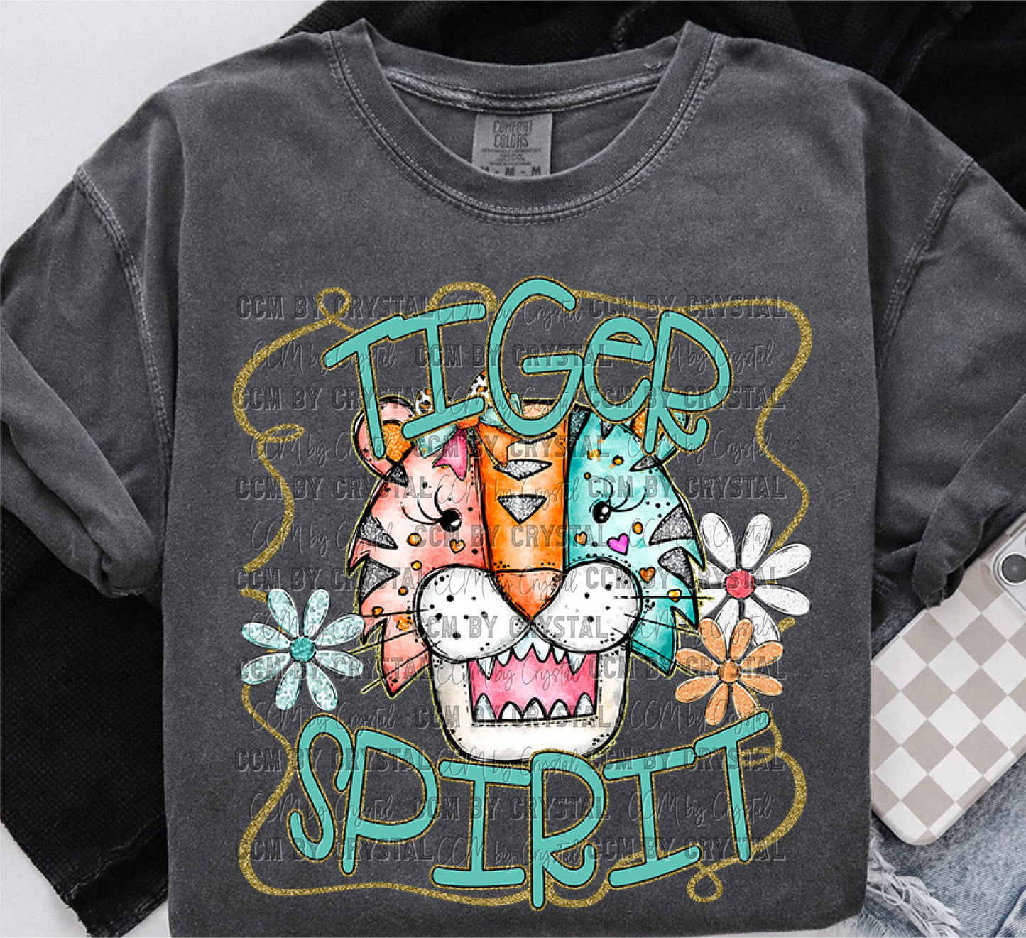 Tiger Spirit Cartoon Mascot Ready to Press Transfer DTF Transfer Sublimation Transfer