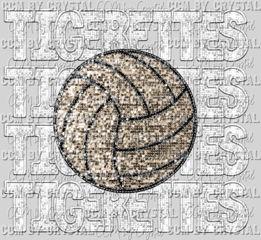 Tigerettes Volleyball Faux Embroidery Faux Sequins Mascot Ready to Press Transfer