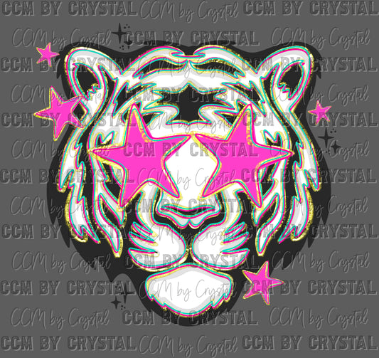 Tiger Mascot Faux Glitter Ready to Press DTF Transfers Sublimation Transfers