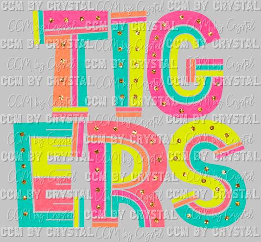 Colorful Tigers Mascot Ready to Press Transfer