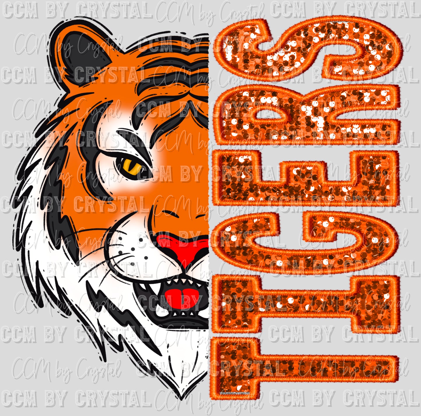 Tigers Faux Embroidery Faux Sequins PNG Digital File ONLY