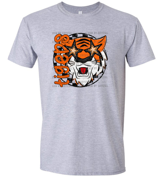 Tigers with Checkered Background T-Shirt