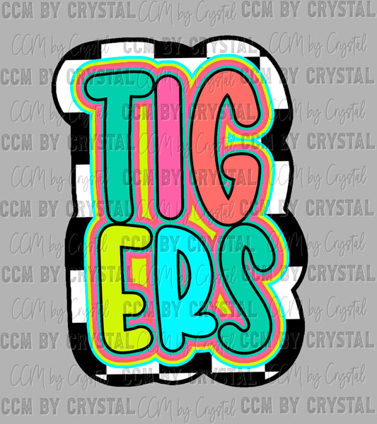 Tigers Colorful Mascot Ready to Press Transfer DTF Transfer Sublimation Transfer