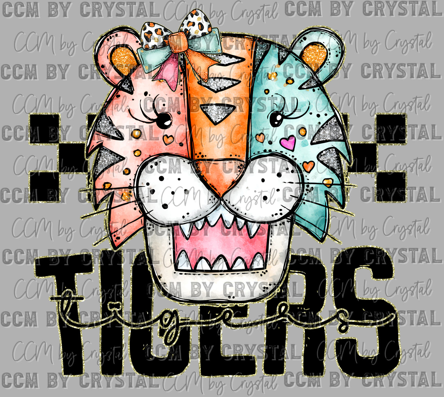 Tigers Cartoon Mascot Ready to Press Transfer DTF Transfer Sublimation Transfer