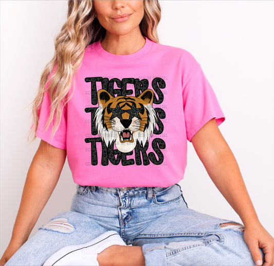 Tigers Black Pink Shirt Mascot T-Shirt