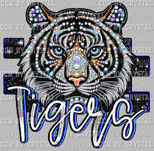 Tigers Faux Rhinestones Effect Ready to Press Transfer DTF Transfer Sublimation Transfer