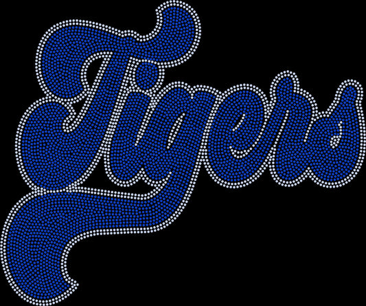 Tigers 11" Wide 2- Color Spangle Ready to Press Spangle Transfer Sparkle Bling