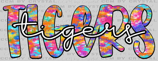 Tigers Tye Dye Ready to Press DTF Transfers Sublimation Transfers
