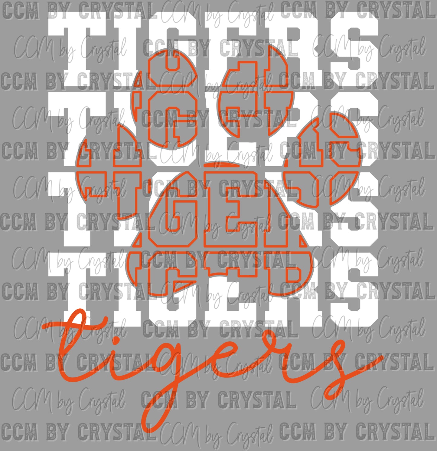 Tigers Mascot Orange White Ready to Press DTF Transfers
