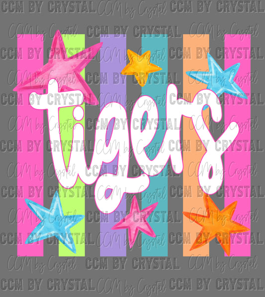 Tigers Colorful Mascot Ready to Press DTF Transfers Sublimation Transfers