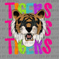 Tigers Colorful Mascot Faux Glitter Ready to Press Transfer DTF Transfer Sublimation Transfer