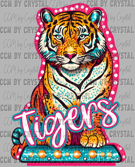 Tigers Girly Mascot Ready to Press Transfer DTF Transfer Sublimation Transfer