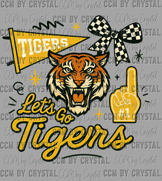 Let's Go Tigers Yellow Ready to Press Instant Peel DTF Transfers Sublimation Transfers