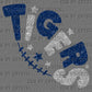Tigers Faux Glitter Football Ready to Press Transfer DTF Transfer Sublimation Transfer