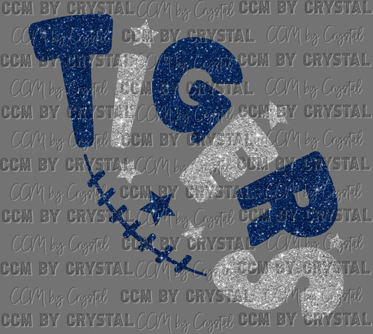 Tigers Faux Glitter Football Ready to Press Transfer DTF Transfer Sublimation Transfer