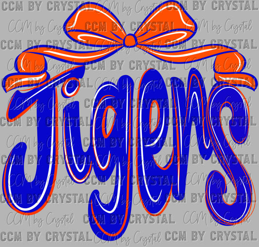 Tigers With Bow Ready to Press Transfer DTF Transfer Sublimation Transfer