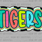Tigers Colorful Mascot Ready to Press Transfer DTF Transfer Sublimation Transfer