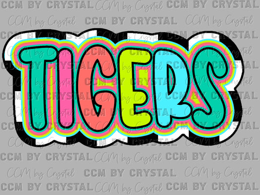 Tigers Colorful Mascot Ready to Press Transfer DTF Transfer Sublimation Transfer