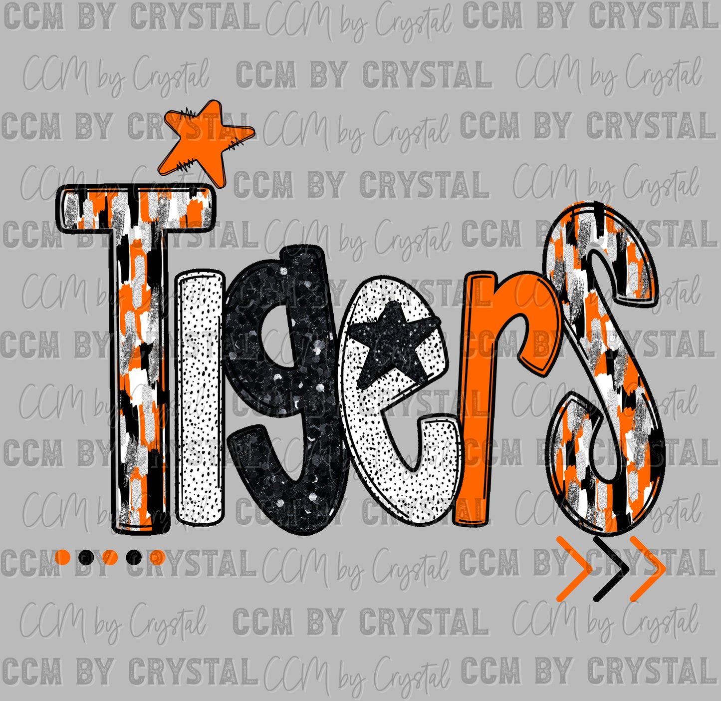 Tigers Orange Faux Glitter DTF Transfer Sublimation Transfer