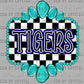 Navy Tigers Mascot Turquoise Concho Ready to Press Transfer DTF Transfer Sublimation Transfer