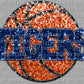 Tigers Basketball Blue Faux Embroidery Faux Sequins Mascot Ready to Press Transfer