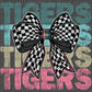 Tigers Checkered Bow Ready to Press Transfer DTF Transfer Sublimation Transfer