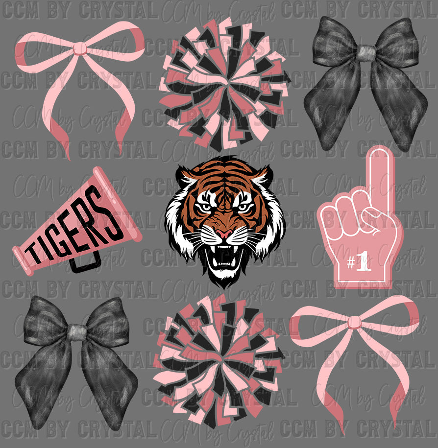 Tigers Cheer Pink Ready to Press Transfer DTF Transfer Sublimation Transfer