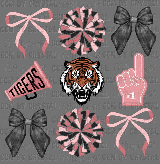 Tigers Cheer Pink Ready to Press Transfer DTF Transfer Sublimation Transfer