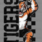 Tigers Grunge Checkered Sports Mascot Ready to Press Transfer DTF Transfer Sublimation Transfer