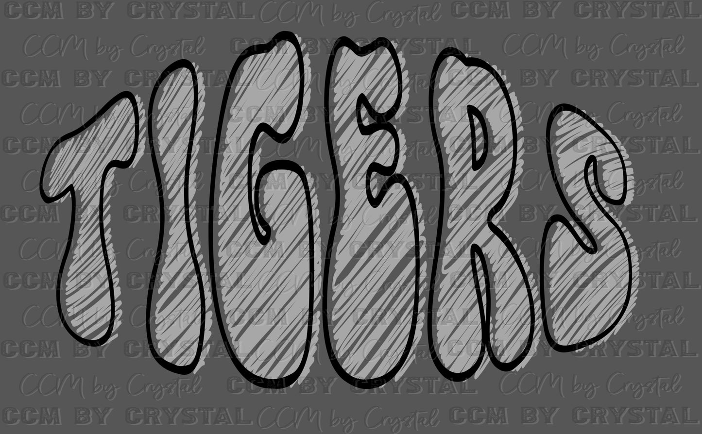 Tigers Mascot Doodle Ready to Press Transfer DTF Transfer Sublimation Transfer