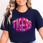 Tigers Pink Faux Holo Effect Gildan Softstyle T-Shirt