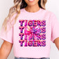 Stacked Tigers Pink Faux Holo Effect Gildan Softstyle T-Shirt