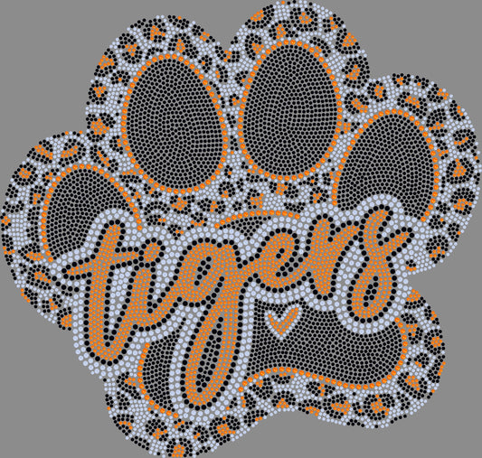 Tigers Leopard Paw 3-Color Approximately 11" wide Spangle Transfer